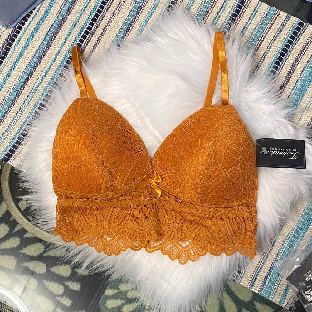 Frederick's of Hollywood Haley all over lace Vibrant Orange wireless Bralette